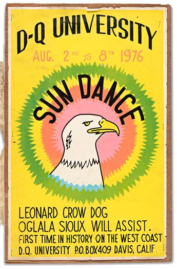 (AMERICAN INDIANS.) Poster for a Sun Dance to be held at D-Q University in California.